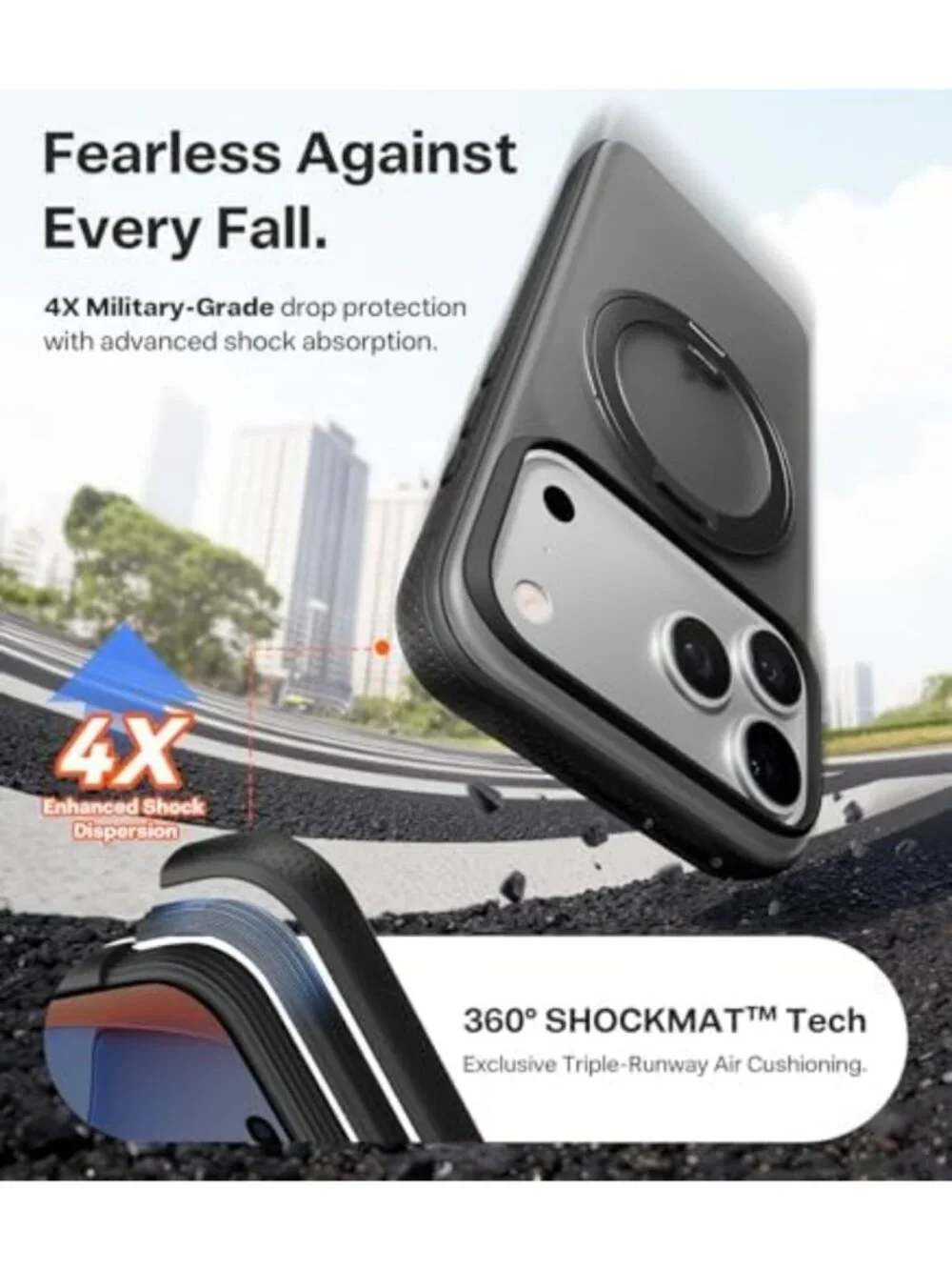 360 Magnetic Stand Case for iPhone 17 Pro - Obsidian Black, Durable & Stylish